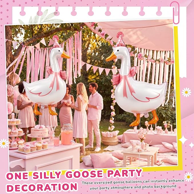 Soulchen 6 Pcs One Silly Goose Balloons Set 33" Giant White Goose Foil Balloons - Image 5
