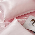 Pink Satin Pillowcase Queen Size Set of 2 for Hair and Skin,Pink Silk Pillowcase Breathable Pillowcase with Envelope Closure