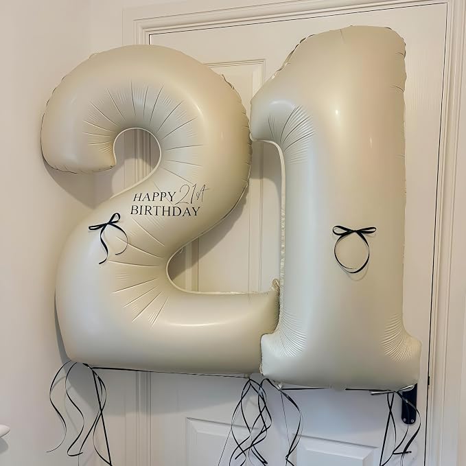 Cream 2 Balloon Number 40 Inch Cream White Number 2 Balloon Helium Mylar 2 - Image 5