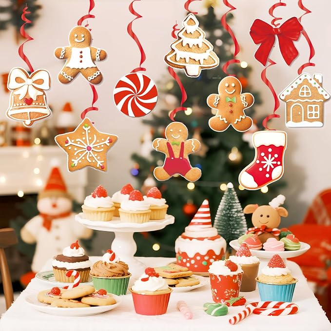 Merry Christmas Banners Gingerbread Theme, Pre-Strung Xmas Party Decorations - Image 4