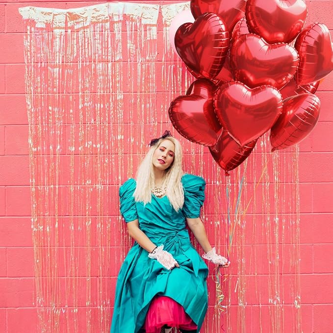 TONIFUL 15 Pcs Red Heart Balloons 18 Inch Heart Shape Foil Mylar Balloons | - Image 5