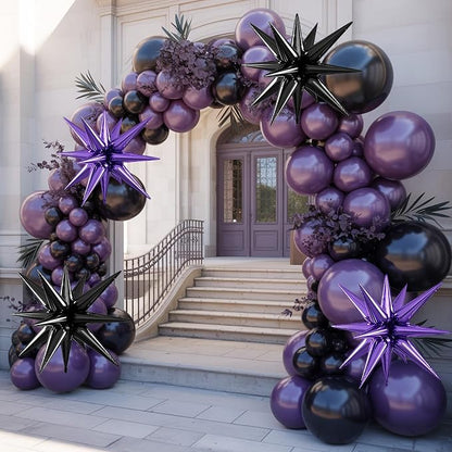 Purple Black Star Balloons, 22/27 Inch Black and Purple Star Shaped Balloons - Image 5