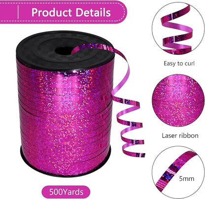 500 Yards Rose Pink Shiny Curling Ribbon Shiny Metallic Roll - Image 2