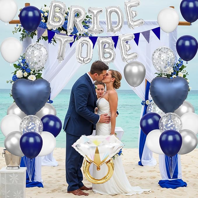 Blue Silver Bachelorette Party Decorations - Image 5