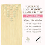GOO GOO Clip in Hair Extensions Real Human Hair, Remy Human Hair Extensions Clip ins for Women, Natural Human Hair, 14inch 130g 9Pcs, 22F Light Golden Blonde