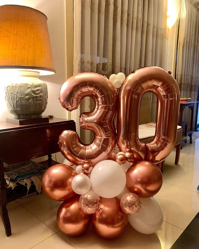 Rose Gold 35 Number Balloons, 40 Inch Giant Number 35 Balloons Foil Mylar - Image 5
