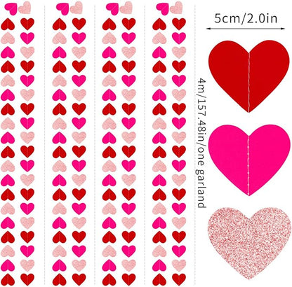 Rose-Gold Red Valentines Party-Decorations Heart-Garland - 52ft Galentines - Image 2