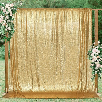 PartyDelight Gold Sequin Backdrop Curtains 6x8ft | Sparkly 3mm sequins - Image 7