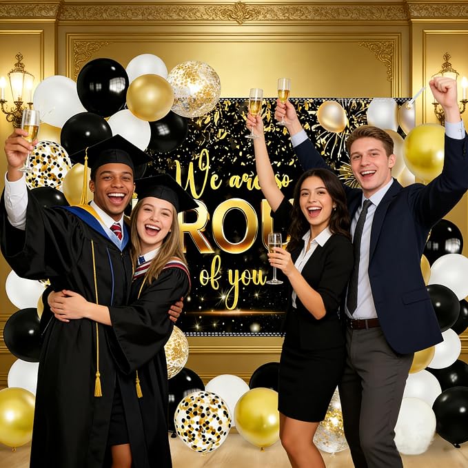 55 PCS We Are So Proud of You Party Kit – 6x4ft Graduation Banner Backdrop - Image 4