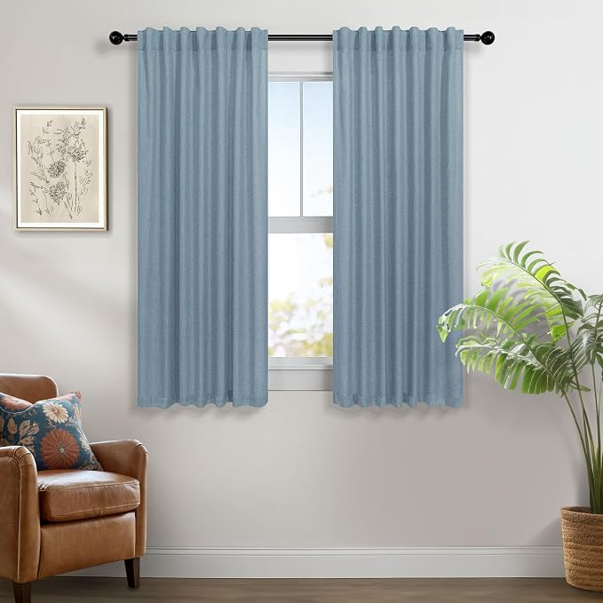 Light Blue Curtains 45 Inch Length - Image 2