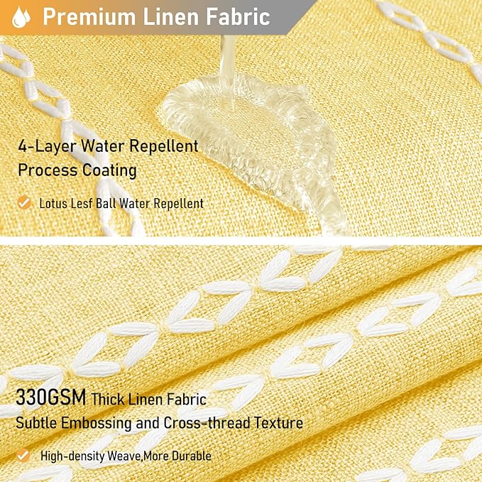 54x78 Boho Farmhouse Linen Heavy Duty Cloth Shower Curtain Set, 330GSM Linen - Image 4