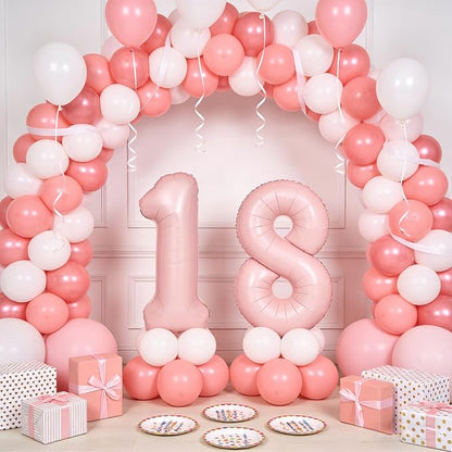 40 In Matte Pink Number Balloons Helium Foil Mylar Balloon Party Digital 8 | - Image 4
