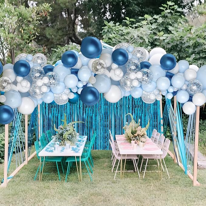 3 Pack 3.3 x 9.9 ft Aqua Blue Fringe Backdrop Streamers Party Decorations | - Image 4