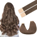 GOO GOO Tape in Hair Extensions Human Hair, 5 Light Ash Brown, 24inch 30g 10pcs, Skin Weft Seamless Invisible, Silky Straight with Thick Ends, Remy Human Hair