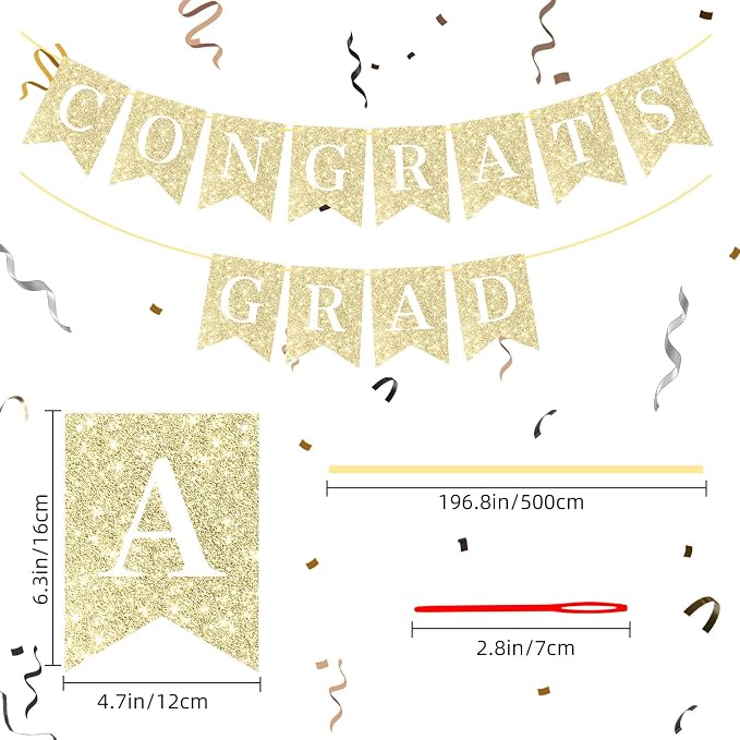 Hoogict Graduation Decorations Congrats Grad Banner Gold Graduation Party - Image 4