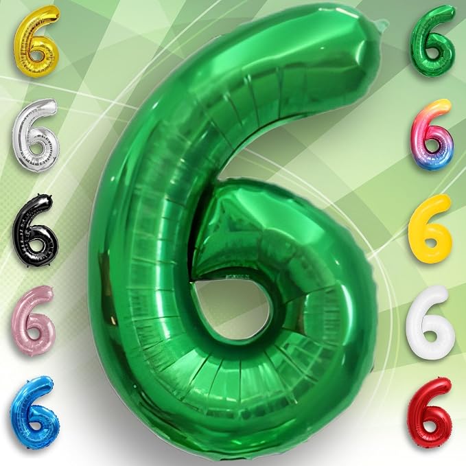 Green Number Balloon 6 Mylar Foil Balloons 16 inch - Image 3