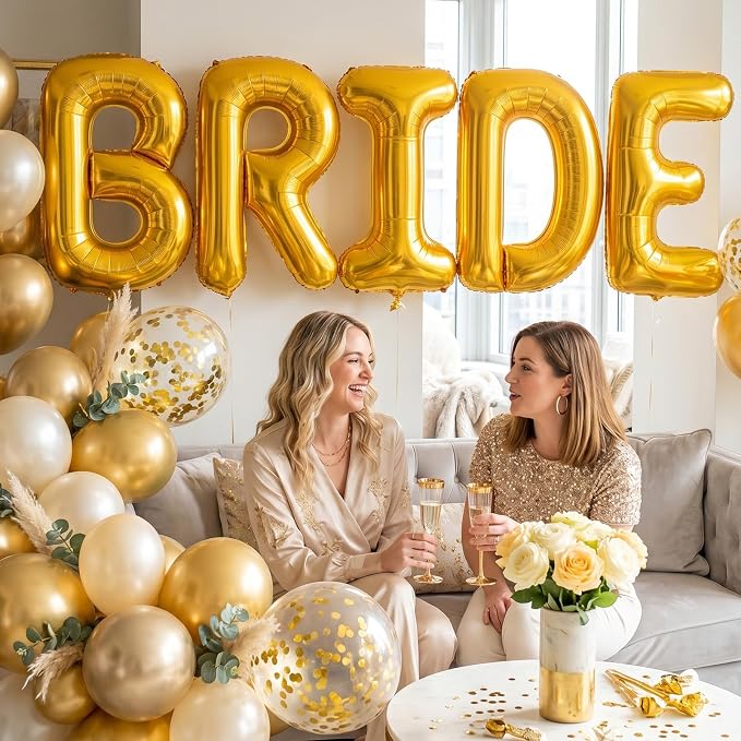 40 inch BRIDE Balloons Bachelorette, Giant Wedding Foil Balloon Letter Banner - Image 3