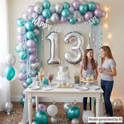 Silver Number 13 Balloon 40 Inch, Sleek Foil - Image 2