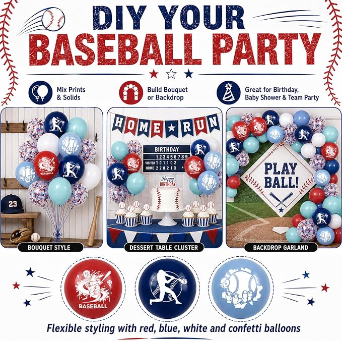 Baseball Balloons for Birthday Party Decor - Image 3