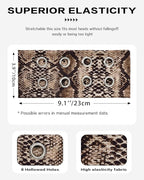 Grommet Headband for Women, Brown Snakeskin 23cm Hollow Out Elastic Hair Band, Eyelets Punk Grunge Stylish Hairband