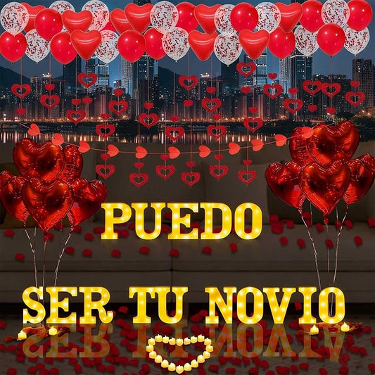 Puedo Ser Tu Novio Light Up Letters Proposal Decorations by Fezava