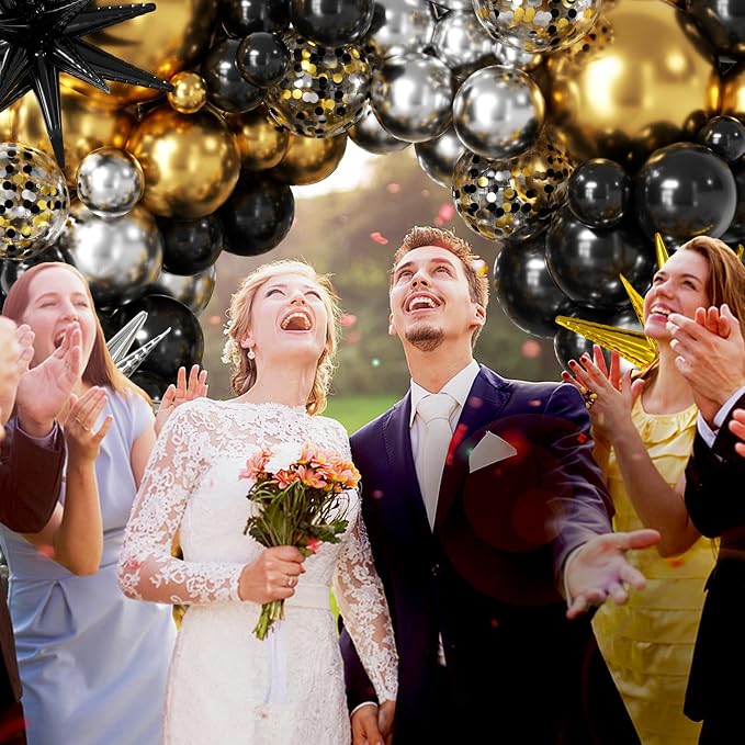 LOOLEY 137Pcs Black Gold and Silver Balloons Garland Arch Kit - Image 8