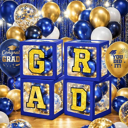 Graduation Decorations Class of 2026 Navy Blue and Gold Balloon Boxes - Image 7