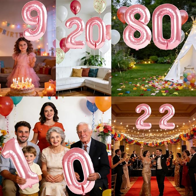 40 Inch Number 80 Balloons for 80th Birthday Party Decorations, 0-100 Jewelry - Image 7
