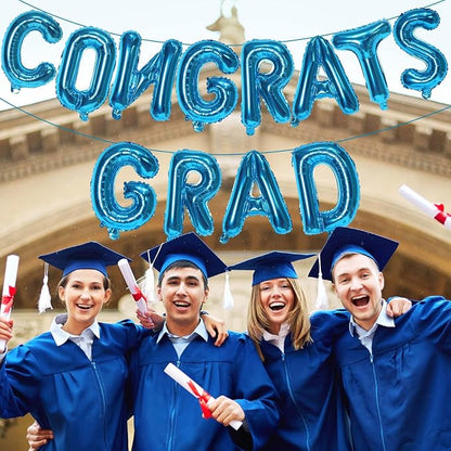16 Inch Dark Blue Congrats Grad Banner Balloons, Dark Blue Congrats Grad - Image 5