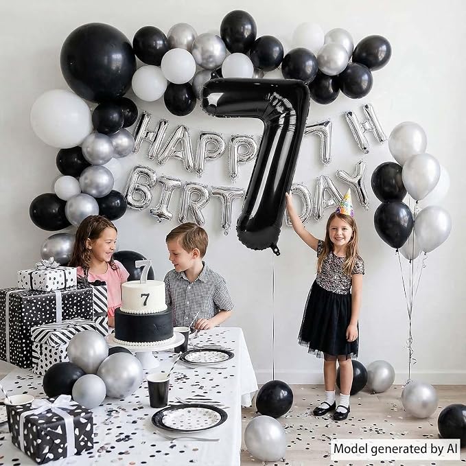 Black Number 7 Balloon 40 Inch, Foil Digit - Image 2