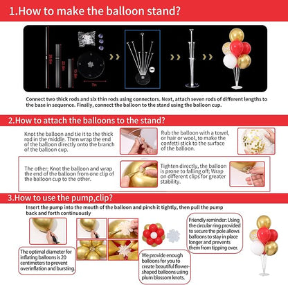 Red and Gold White Balloons Table Centerpieces Stand Kit - Image 4