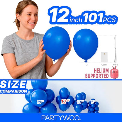 PartyWoo Royal Blue Balloons 101pcs Dark Blue Latex Helium Balloons 12 Inch | - Image 6