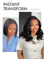 LUVME HAIR 100% Human Hair Wigs Loose Wave Glueless Lace Front 16 Inches, Pre Cut Plucked Hd Lace Short Wig Ready To Go Natural Color Straight Bleached Knots Side Part Black Wigs