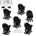 Camila Paris CP2392 French Hair Clip for Women, Set of 6 Extra Small Black, Girls Hair Claw Clip Jaw Fashion Durable Styling Hair Accessories for Women, Ladies Strong Hold Grip Clamp, Made in France