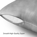 BEDELITE Satin Pillowcase with Zipper, Grey King Size Pillow Cases Set of 2, Super Soft and Cooling Similar to Silk Pillow Cases, Gift for Women Men(20x36 Inches)