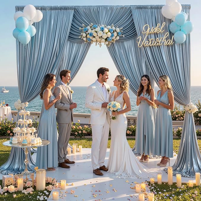 20x10FT Baby Blue Sequin Backdrop Curtain - Image 3