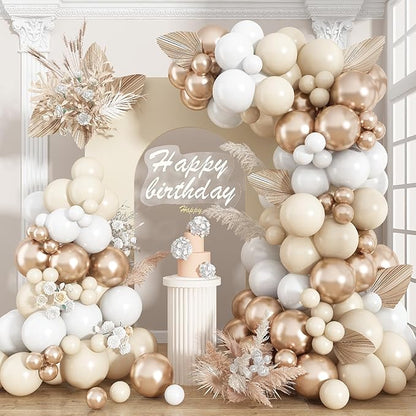 Neutral Balloon Arch Kit 142Pcs Cream White Champagne Gold Balloons Garland Kit by Domgoge