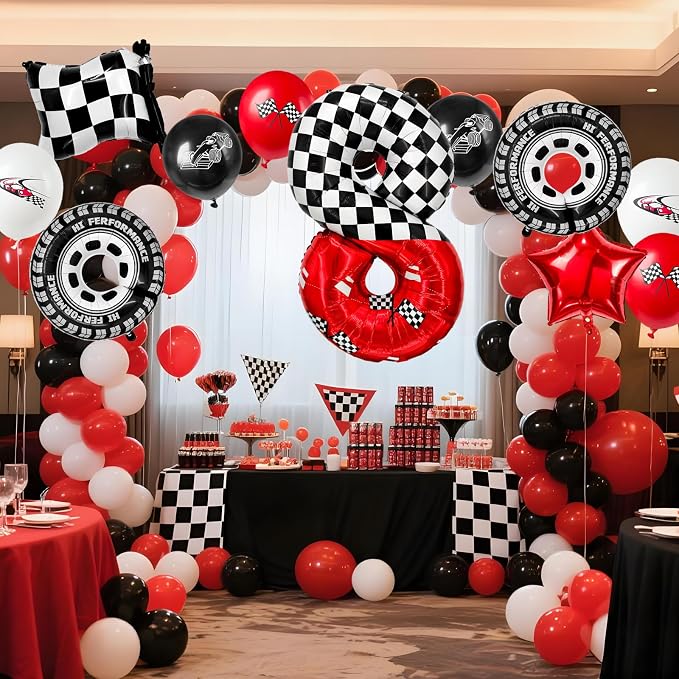1 pack racing theme 40-inch digital foil balloon, featuring black and white - Image 3