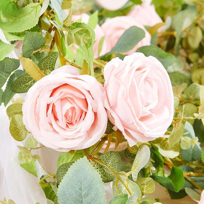 Artificial Flower Garland 2pcs 5.4ft Peony Vine Decor, Light Pink Flower | - Image 3