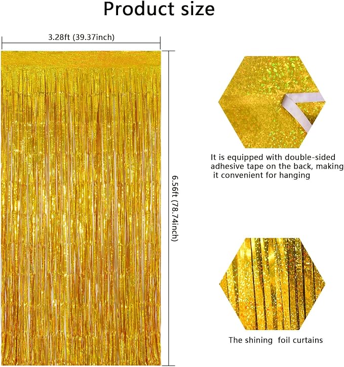 Shimmering Gold Foil Fringe Curtains - Image 4