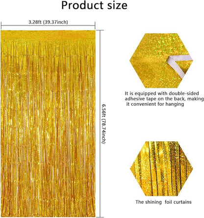 Shimmering Gold Foil Fringe Curtains - Image 4