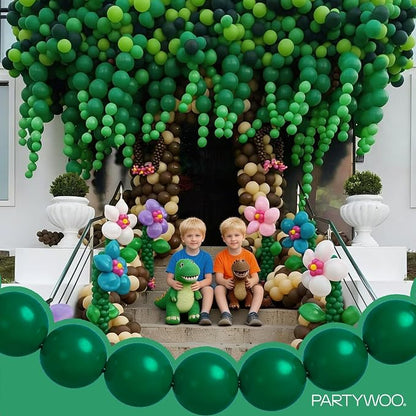 PartyWoo Dark Green Linking Balloons 100pcs 6 Inch Emerald Link Balloons | - Image 3