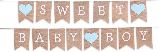 Sweet Baby Boy Burlap Banner - Image 2