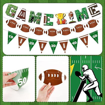 Game Time Football Banners Rugby Party Banner Sign Garlands Triangle Flags - Image 3