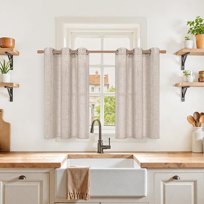YoungsTex Linen Cafe Curtains 36 Inch Length by YoungsTex