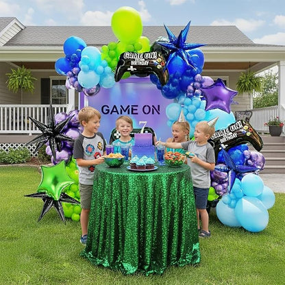 Video game Themed blue and green chrome purple balloon garland arch kit 140+pcs - Image 4