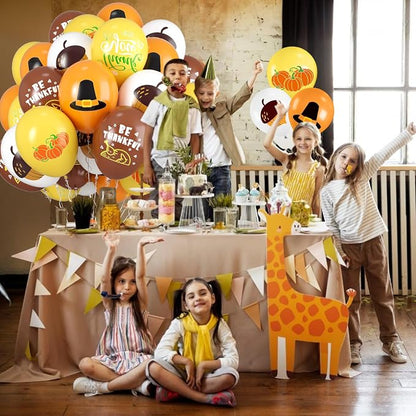 Thanksgiving Balloons, 12 Inch Brown Yellow Burnt Orange Coffee White Pumpkin - Image 6