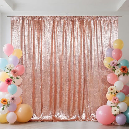 SquarePie 20x10ft Rose Gold Sequin Backdrop, High Density Non-Transparent by SquarePie