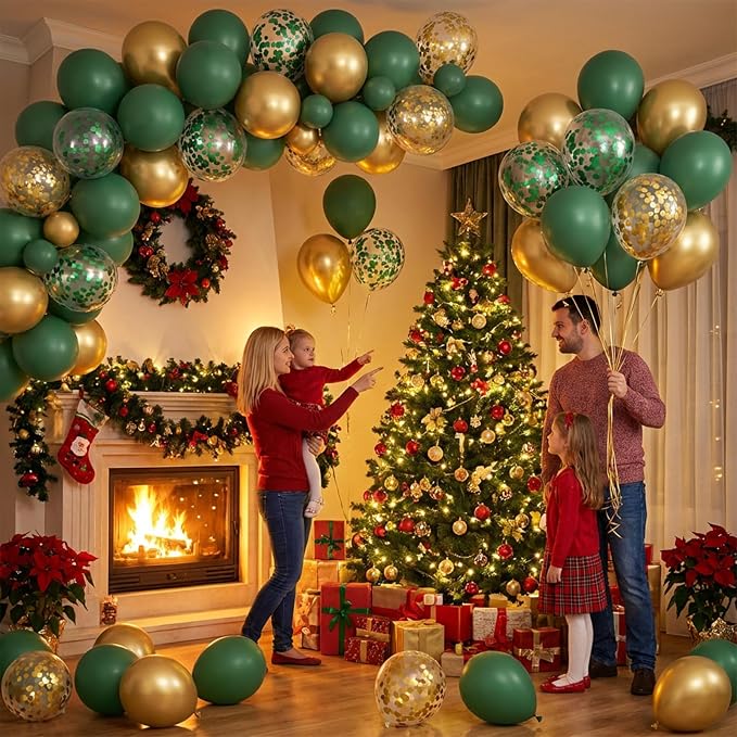 Green and Gold Latex Balloons - Image 6