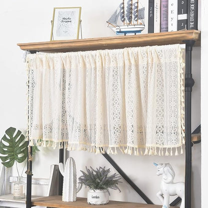 Sutuo Home Boho Sheer Curtain Valance Crochet Lace - Image 7